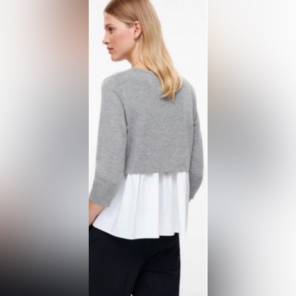 COS Sweaters - COS Gray Sweater with Layered Shirt Back